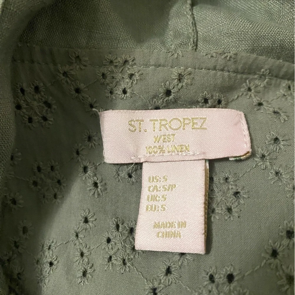 St. TROPEZ Olive Green hooded  cargo Vest size S